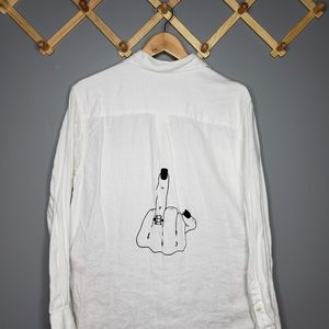 Hubs & Hers Vintage Flannel Ring Finger Embroidery